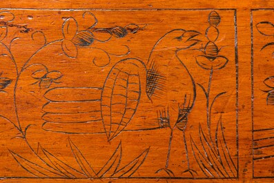 An engraved wooden coffer, Italy or Germany, 17/18th C.