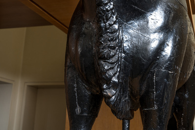 A large painted wooden model of a bull, early 20th C.