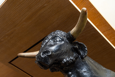 A large painted wooden model of a bull, early 20th C.