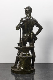 Georges Marie Valentin Bareau (1866-1931): 'Le forgeron', green patinated bronze