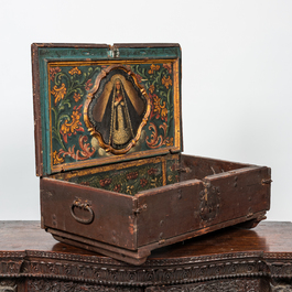 An iron-mounted wooden altar painted on the inside, Friesland, The Netherlands, 18th C.