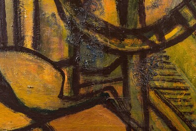 Floris Jespers (1889-1965): 'African market', oil on canvas of large size