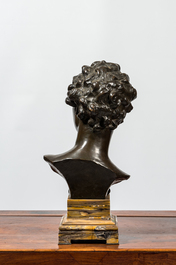 D&eacute;sir&eacute; Weygers (1868-1940): 'David', bronze patin&eacute; sur socle en marbre