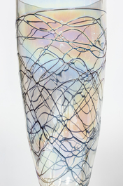 A pair of large decorative iridescent glass vases, 20th C.