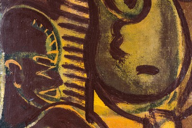 Floris Jespers (1889-1965): 'March&eacute; africain', huile sur toile de taille importante
