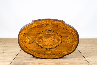 An Austrian or Swiss gueridon with marquetry design of flowers and animals, 19th C.