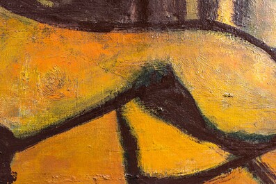 Floris Jespers (1889-1965): 'African market', oil on canvas of large size