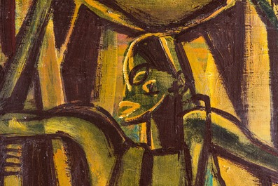 Floris Jespers (1889-1965): 'African market', oil on canvas of large size