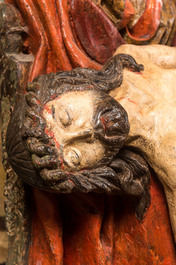 A large Flemish polychromed oak Piet&agrave;, probably Brabant, 15th C.