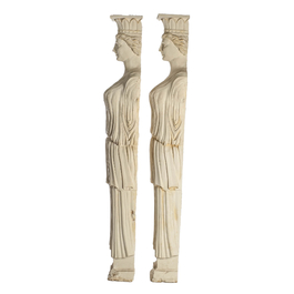 A pair of large plaster models of caryatids, 20th C.