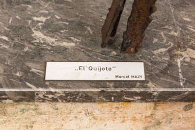 Marcel Mazy (1931): 'El Quijote', patinated metal on a marble base