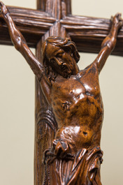 A Flemish oak and walnut 'Golgotha' group, probably Antwerp, 17th C.