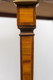 A French marquetry table display mounted with Wedgwood plaques, 2nd half 19th C.