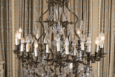A large French crystal chandelier, 19th C.