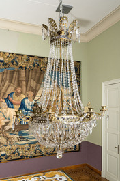 A large 'sac-&agrave;-perles' chandelier, 19th C.