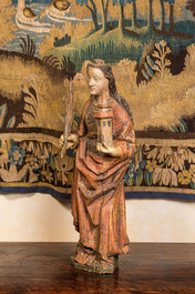 A polychromed wooden figure of Saint Barbara, Germany, 16th C.