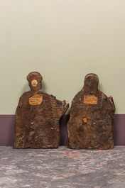 A pair of Spanish polychrome walnut reliefs depicting two prophets, Valladolid, 2nd half 16th C.