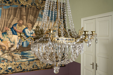 A large 'sac-&agrave;-perles' chandelier, 19th C.