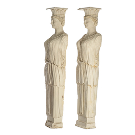 A pair of large plaster models of caryatids, 20th C.