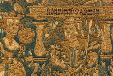 A woolen embroidery representing 'Solomon and the Queen of Sabba', Flanders or England, late 16th C.