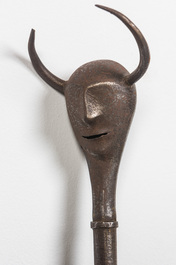 A ritual wrought iron 'devil's' staff, 19th C.