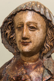 A German polychromed and gilt walnut figure of the Madonna with Child, Middle-Rhein area, 2nd half 15th C.