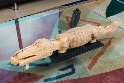 A large African wooden crocodile, 20th C.
