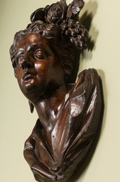 An allegorical oak 'Spring' bust, 17th C.