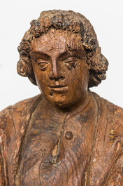 Saint Jean en ch&ecirc;ne sculpt&eacute; et polychrom&eacute;, Flandres, 16&egrave;me