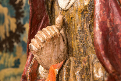 Importante Vierge de Piti&eacute; en ch&ecirc;ne sculpt&eacute; et polychrom&eacute;, Flandres, probablement Brabant, 15&egrave;me