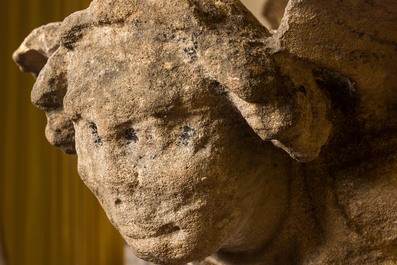 An architectural stone fragment with a winged angel, 14/15th C.