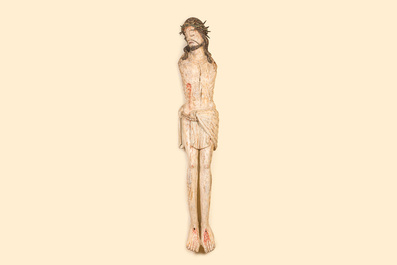 A large polychromed wooden Corpus Christi, probably France, 15th C.