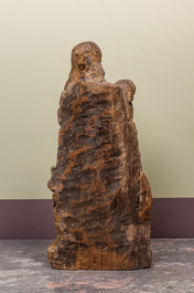 Een polychrome houten 'Sedes Sapientiae' sculptuur, 17/18e eeuw