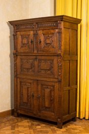 A Flemish oak five-door cupboard, 17th C.