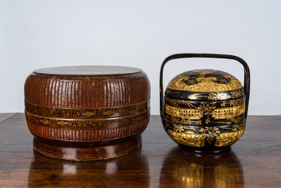 Three Asian lacquered boxes and covers, China and Japan, 19/20th C.