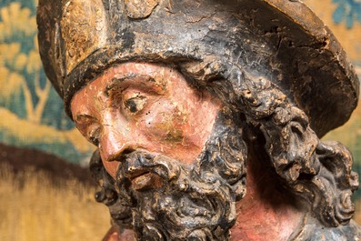 Een grote polychrome houten Sint-Rochus, Spanje of Zuid-Frankrijk, 16e eeuw