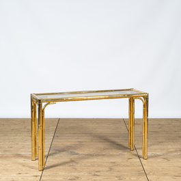 A brass Hollywood Regency-style console with matching mirror, Italy, 20th C.