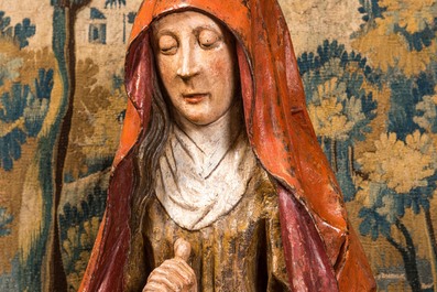 Importante Vierge de Piti&eacute; en ch&ecirc;ne sculpt&eacute; et polychrom&eacute;, Flandres, probablement Brabant, 15&egrave;me