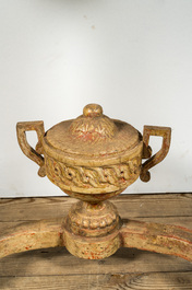 A neoclassical painted wooden console with a decorative urn, Italy, 18th C.