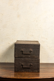 Two plated wooden chests, 19th C.