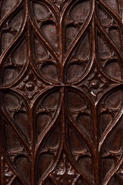 An oak wooden chest-bench, 16th C. and later