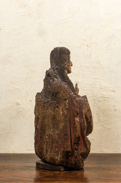 Vierge de l&rsquo;Annonciation en noyer sculpt&eacute; avec restes de polychromie, Pays-Bas m&eacute;ridionaux, d&eacute;but du 16&egrave;me