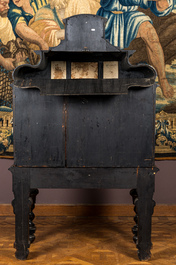 A most probably Greek ebonised wooden cabinet on foot with Wedgwood-style gods' and goddesses' plaques, 19/20th C.