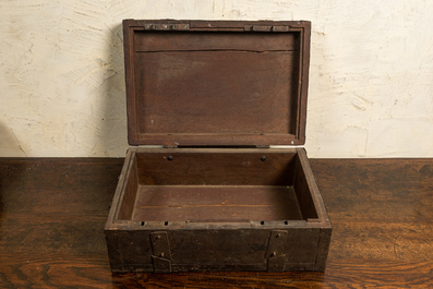 Two plated wooden chests, 19th C.