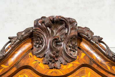 A Dutch floral marquetry display cabinet, 18th C.