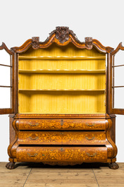 A Dutch floral marquetry display cabinet, 18th C.