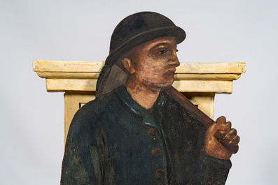 A painted iron hanging sign for a bar titled 'Le Mineur' (the mineworker), 19/20th C.