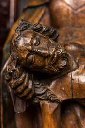 A large walnut Piet&agrave; with traces of polychromy, Southern Netherlands, 1st half 16th C.