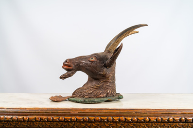 A polychrome wooden sculpture of a goat, ca. 1900