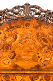 An English walnut and marquetry William and Mary-style mirror, 18/19th C.